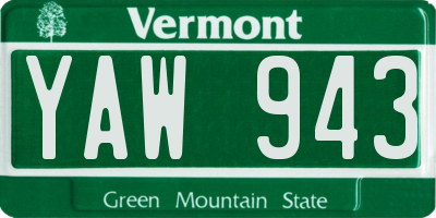 VT license plate YAW943