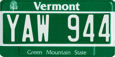 VT license plate YAW944