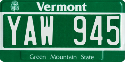 VT license plate YAW945