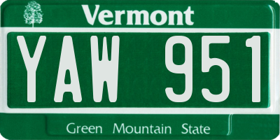 VT license plate YAW951