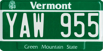 VT license plate YAW955
