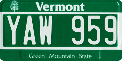 VT license plate YAW959