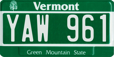 VT license plate YAW961