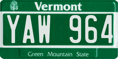 VT license plate YAW964
