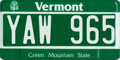 VT license plate YAW965