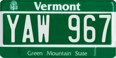 VT license plate YAW967