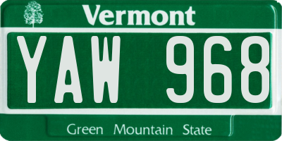 VT license plate YAW968