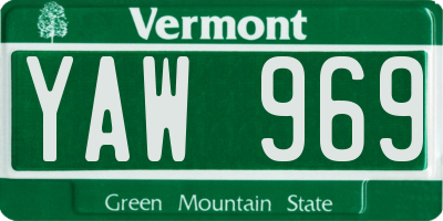 VT license plate YAW969