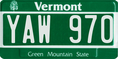 VT license plate YAW970