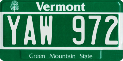 VT license plate YAW972