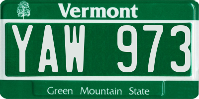 VT license plate YAW973