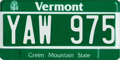VT license plate YAW975