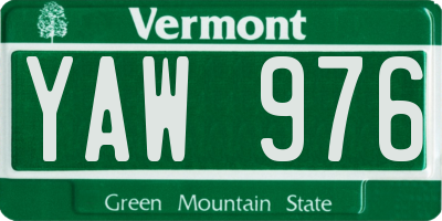 VT license plate YAW976