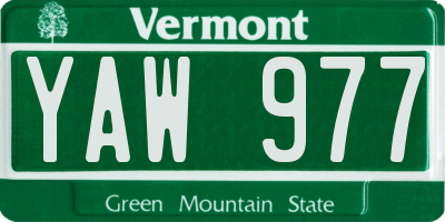 VT license plate YAW977