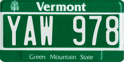 VT license plate YAW978
