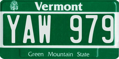 VT license plate YAW979