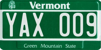 VT license plate YAX009