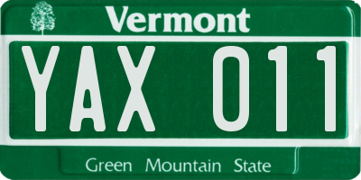 VT license plate YAX011