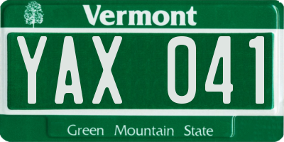 VT license plate YAX041
