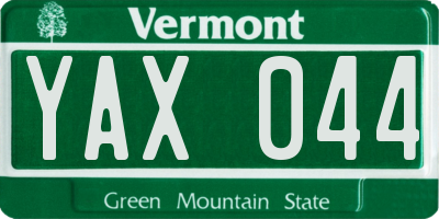 VT license plate YAX044
