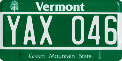 VT license plate YAX046