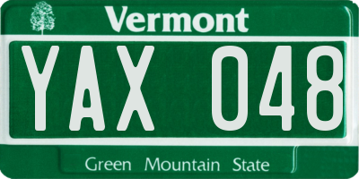 VT license plate YAX048