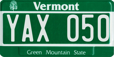 VT license plate YAX050