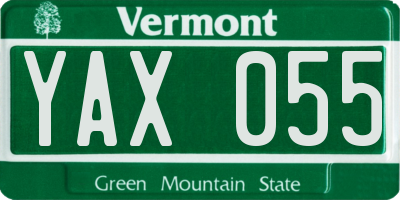 VT license plate YAX055