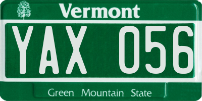 VT license plate YAX056