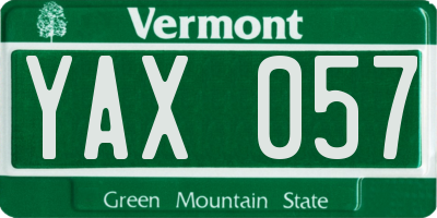 VT license plate YAX057