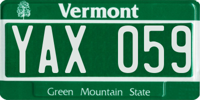 VT license plate YAX059