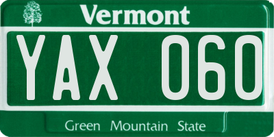VT license plate YAX060