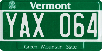 VT license plate YAX064
