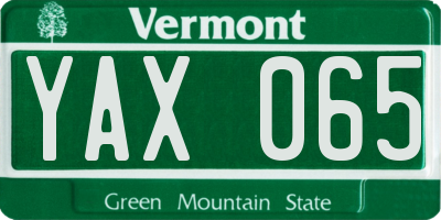VT license plate YAX065