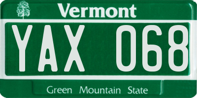 VT license plate YAX068