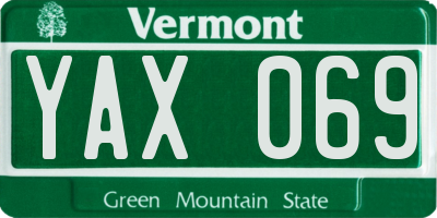 VT license plate YAX069