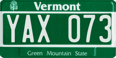 VT license plate YAX073