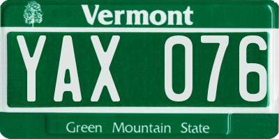 VT license plate YAX076