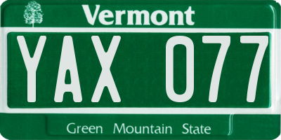 VT license plate YAX077