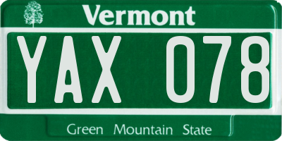 VT license plate YAX078