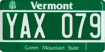 VT license plate YAX079
