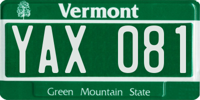 VT license plate YAX081