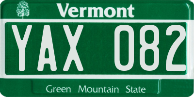 VT license plate YAX082