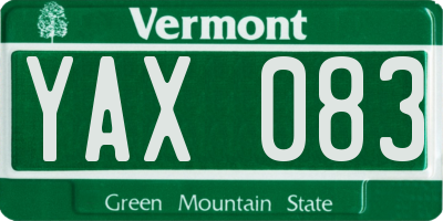 VT license plate YAX083