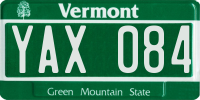 VT license plate YAX084