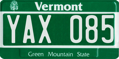 VT license plate YAX085