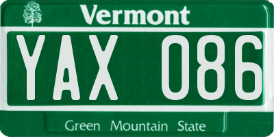 VT license plate YAX086