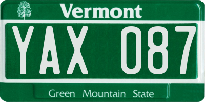 VT license plate YAX087