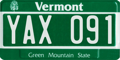 VT license plate YAX091