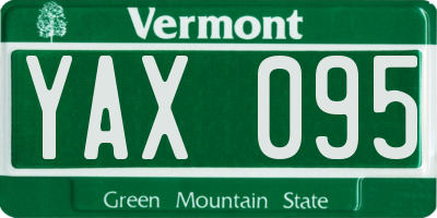VT license plate YAX095